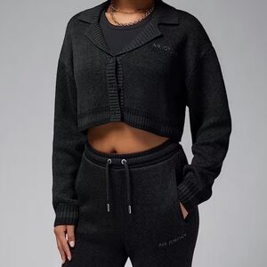 Air Jordan Women's Charcoal Knit Cropped Cardigan (M)
